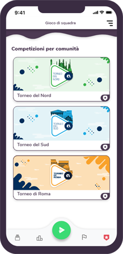 Schermata dell'app MUV Game dei tornei di INAIL
